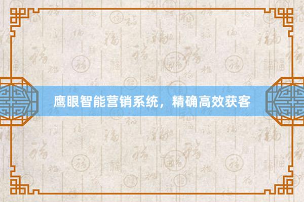 鹰眼智能营销系统，精确高效获客